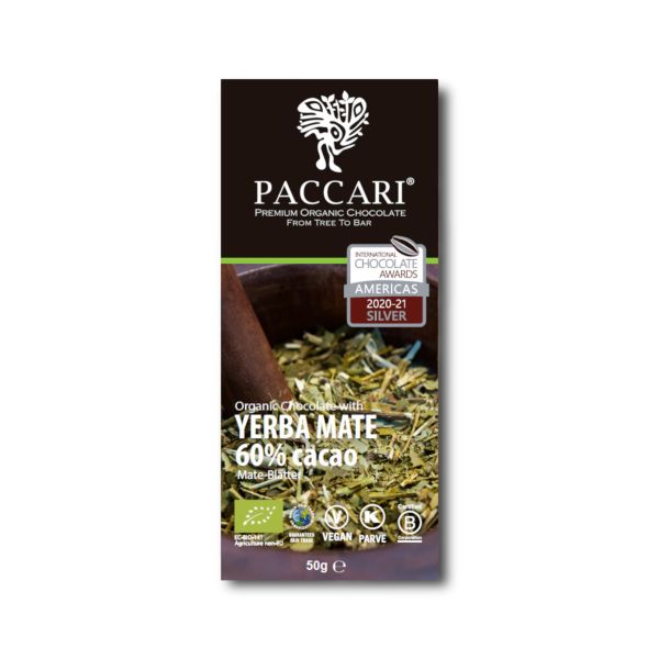 PACCARI Bio Schokolade 60% mit Yerba Mate 50g